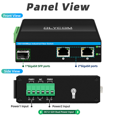 Gigabit-Optische Faser-Konverter Din Netzwerk-Schalter DC12-52V Dual Power Input