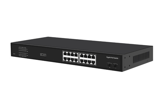 16 Port Gigabit Ethernet-Schalter Af/at Poe-Schalter AC 100-240V Leistungsaufnahme