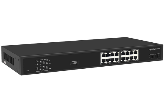 16 Port Gigabit Ethernet-Schalter Af/at Poe-Schalter AC 100-240V Leistungsaufnahme
