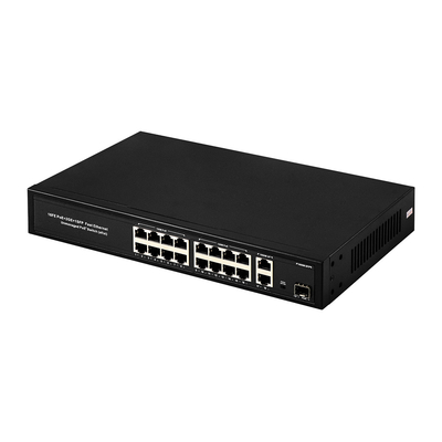 16 Port Gigabit Poe-Schalter Fasernetzwerkschalter erweitert 250m 300W