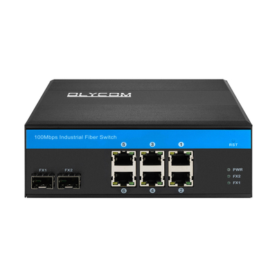 8 Port Fast Ethernet Industrial Network Switch Unmanaged SFP Fiber Din Rail CE-montiert