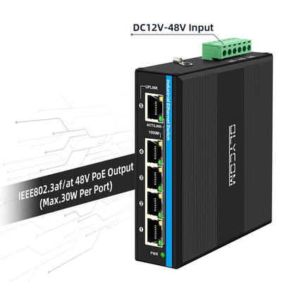 Solar- oder Batteriebetriebene PoE-Schalter 4 Port Gigabit-Netzwerk Dual 12V/24V/48VDC Eingang CE