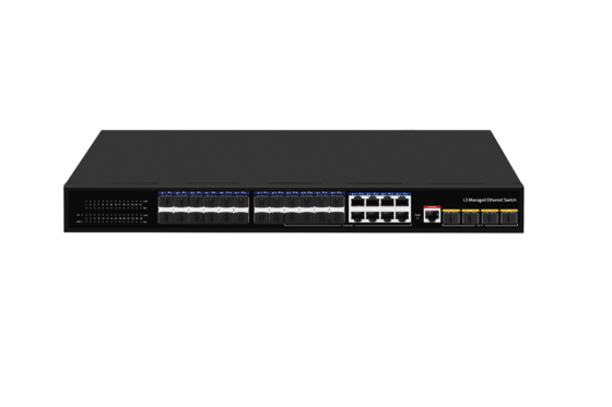 Desktop 10G Ethernet Switch L3 Managed Optical Fiber Switch 24*1.25G RJ45 Ports + 4*10G SFP+ Glasfaser-Ports