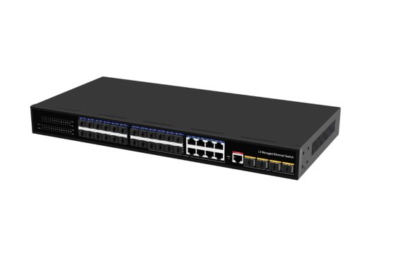 Desktop 10G Ethernet Switch L3 Managed Optical Fiber Switch 24*1.25G RJ45 Ports + 4*10G SFP+ Glasfaser-Ports