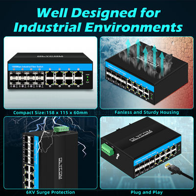 Nicht verwalteter Poe-Switch Gigabit 16-Port-Switch PoE af/at/bt 240w Budget für den Außenbereich