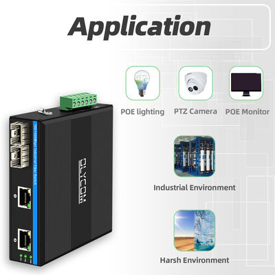 Industrieller POE-Switch mit 2 SFP + 2 RJ45-Ports, 6KV Überspannungsschutz und DC48V-Stromeingang für den Außenbereich
