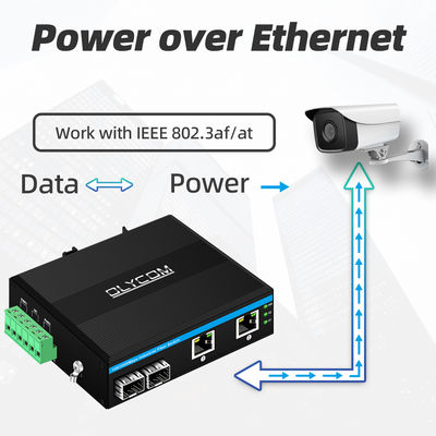 Industrieller POE-Switch mit 2 SFP + 2 RJ45-Ports, 6KV Überspannungsschutz und DC48V-Stromeingang für den Außenbereich