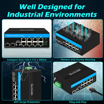 Robust verwalteter Ethernet-Switch mit 2 SFP- und 8 RJ45-Ports für industrielle Ethernet-Switches mit SNMP-Management