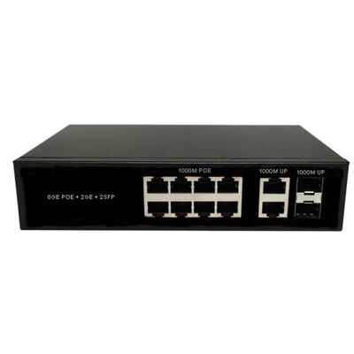 8 Anschlüsse Glasfaser-PoE-Schalter Gigabit SFP/RJ45 Uplinks AC220V 120W/150W Budget Fanless