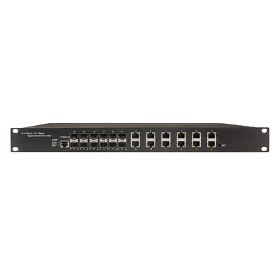 1U Rack 24 Port Managed Switch mit 12RJ45+12SFP Ports IP30 Sicherheitsklasse und IEEE802.3az EEE Industrial Ethernet Switch