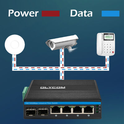4 Port Industrial PoE Switch Fast Ethernet 10/100Mbps Unmanaged DIN Montiert ohne Lüfter
