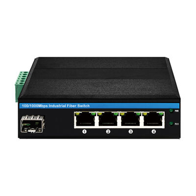5 Ports Fast Ethernet Switch Industrielle nicht verwaltete SFP-Fasern ohne Lüfter IP40 DC12V