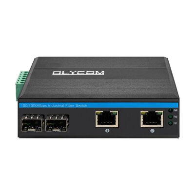 Industrial Unmanaged POE Switch with 6KV Surge Protection, Wide Temperature Range -40°C to +75°C, and 2 SFP + 2 RJ45 Ports