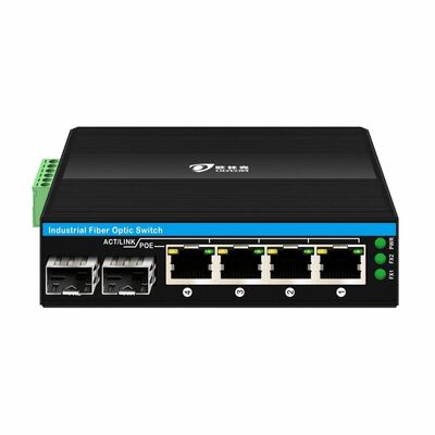 Industrieller unmanaged POE-Switch mit 2SFP+4RJ45-Ports, 6KV Überspannungsschutz und breitem Temperaturbereich (-40 °C bis +75 °C)