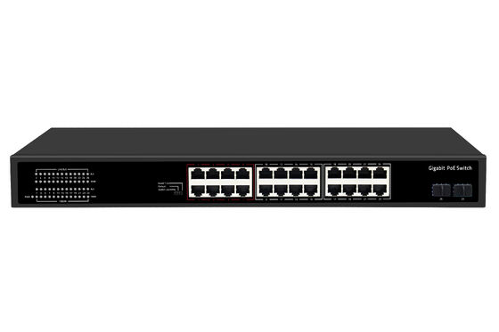 24-Port Gigabit PoE Switch 1U Typ Unmanaged 1G Ethernet 300W Budget Lüfterlos