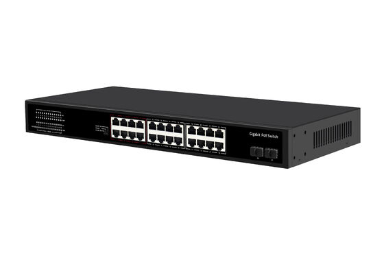 24-Port Gigabit PoE Switch 1U Typ Unmanaged 1G Ethernet 300W Budget Lüfterlos