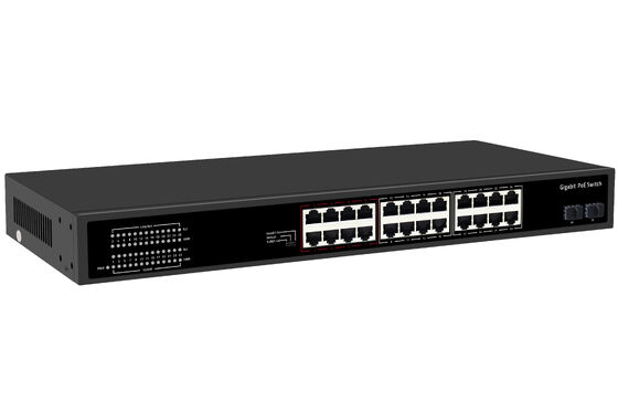 24-Port Gigabit PoE Switch 1U Typ Unmanaged 1G Ethernet 300W Budget Lüfterlos