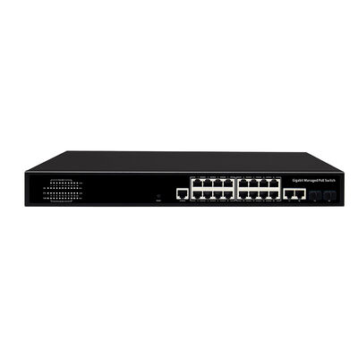 16 Port 1G Managed PoE Switch SFP/RJ45 Uplink 200W PoE Budget 1U Rack Einzelstromwechsel-Eingang