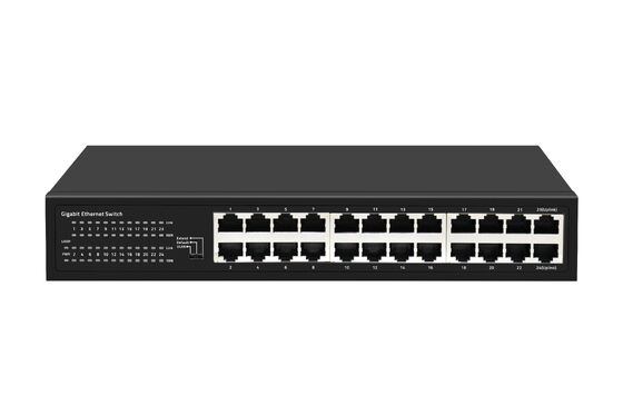 24-Port Gigabit Ethernet Switch mit Smart-Modi, Lüfterloses Desktop-Modell, Netzteil
