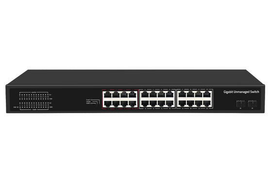 24-Port-Gigabit-Fiber-Netzwerk-Switch Unmanaged Smart VLAN & Extend Mode Wechselstrombetrieben