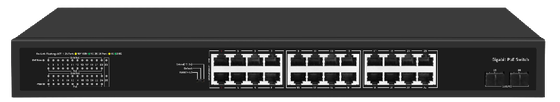 24-Port-PoE-Switch, 2,5 G Glasfaser, Gigabit-Ethernet, 300 W, Budget 15,4 W/30 W, nicht verwaltet, CE