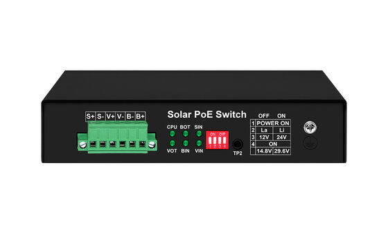Gigabit-PoE-Schalter MPPT-Solarladungskontroller SFP-Optische Faser DC12V/DC24V/DC48V-Eingang