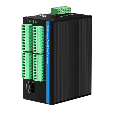 16-Channel Dry Contact Fiber Optic Converter Bidirectional DIN RAIL For Industrial Alarm