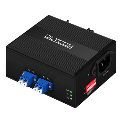 Dual-Power-Fiber Bypass-Switch-Modul mit DIP-Smart-Delay-Funktion und AC/DC-Eingangs-DIN-Schiene