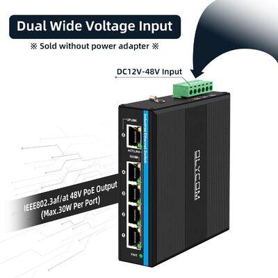 4 Port Spannung Booster PoE Schalter DC12-48V Eingang für Solarenergiesystem