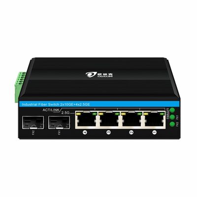 Industrieller 2.5G PoE-Faser-Switch 4 Port PoE+ mit 2 SFP 10G Uplink DIN Rail