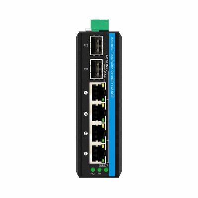 Industrial 2.5G PoE Fiber Switch 4 Port PoE+ with 2 SFP 10G Uplink DIN Rail