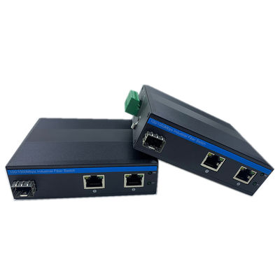 Industrieller Unmanaged POE Switch 2 Port Gigabit SFP Glasfaser Netzwerk IP40 Lüfterlos DIN-Schiene
