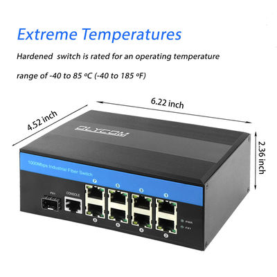 12VDC Industrial Switch 8 Port, IM-FS180GW Schutzgrad Din Rail Ethernet Switch
