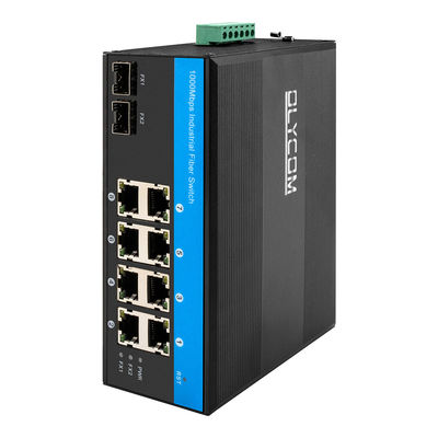 10 Port Gigabit Industrial Network Switch SFP Fiber Uplink Din Rail nicht verwaltet