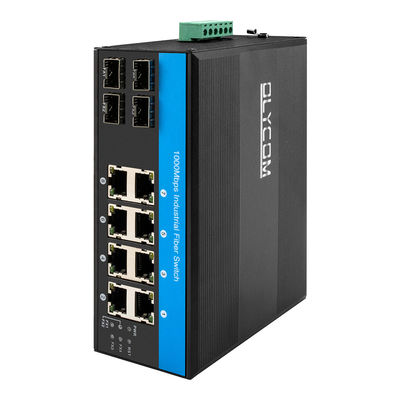 Wasserdicht 8-Port-Netzwerk-Schalter Gigabit-Rugged-Ethernet-Schalter mit 4 Glasfaser-Ports