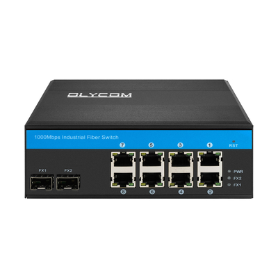 10 Port Gigabit Glasfaser-POE-Schalter mit zwei SFP-Schlitzen Industrial Poe-Schalter