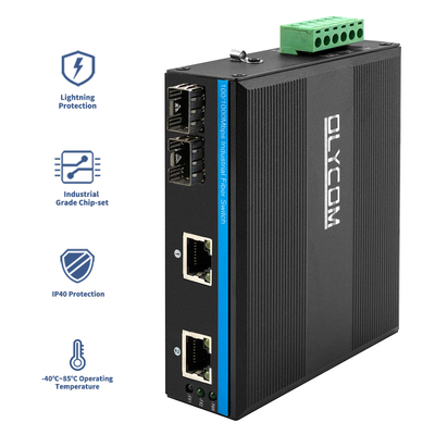 Nicht verwalteter 4-Port-Gigabit-Ethernet-Schalter Verhärteter Gehäuse SFP-Schlitze IP40 DC24V
