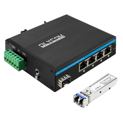 Mini 5 Port Gigabit-Industrial Fiber Switch SFP Uplink Unmanaged Din Rail Typ DC12V
