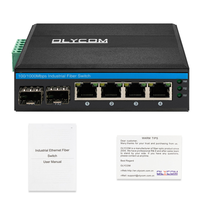Industrie-Netzwerk-Schalter 6 Port 100M/1000M Faser unmaaged Din Rail 12V 24V Eingang