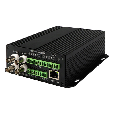 4 Port AV Ausgeglichener Audio Ethernet Video Medienwandler DC5V ST Faser