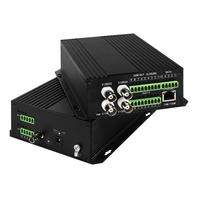 4 Port AV Ausgeglichener Audio Ethernet Video Medienwandler DC5V ST Faser