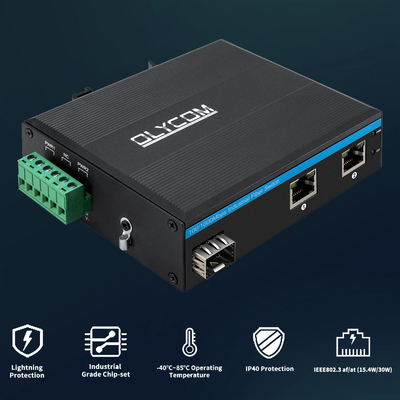 3 Port-Budget DC48V Mini Din Rail Ethernet Fiber-Schalter-100/1000Mbps 60W POE